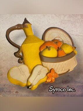 Retro Fruit Resin Wall Art Decor Syroco Homco #7610-A, Vintage Kitchen Decor MCM